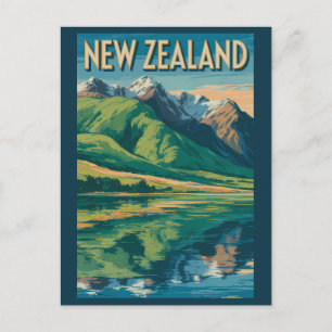 New Zealand Landscape Illustration Travel Art Postcard