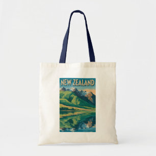 New Zealand Landscape Illustration Travel Art Tote Bag