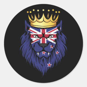 New Zealand Lion King Flag Classic Round Sticker