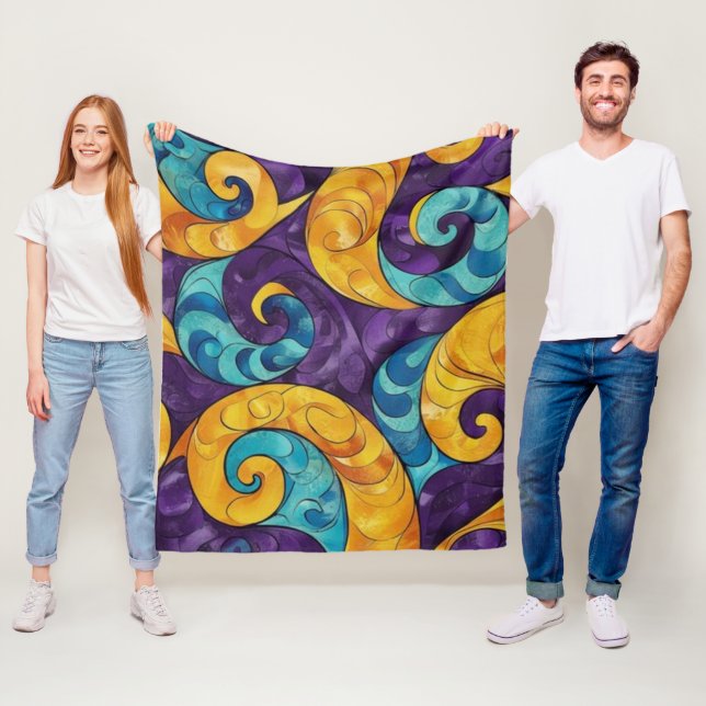 New Zealand Māori Paua Pattern  Fleece Blanket (In Situ)