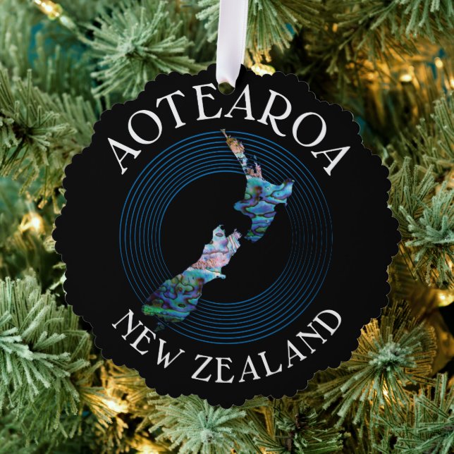 NEW ZEALAND MAP PAUA CHRISTMAS ORNAMENT (Insitu (Tree))