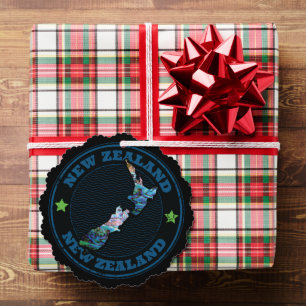 NEW ZEALAND MAP PAUA ORNAMENT CARD