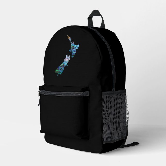 NEW ZEALAND MAP PAUA PRINTED BACKPACK (Back Corner Right)