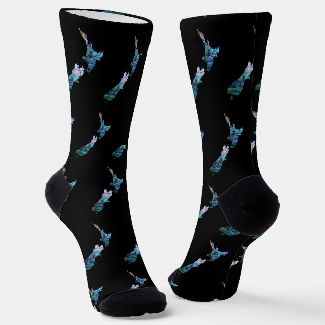 NEW ZEALAND MAP PAUA SOCKS (Angled)