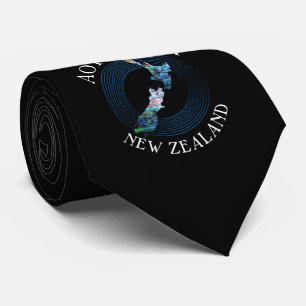 NEW ZEALAND MAP PAUA TIE