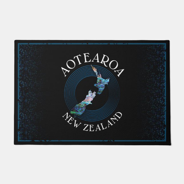 NEW ZEALAND MAP RINGS PAUA DOORMAT (Front)