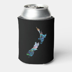 NEW ZEALAND MAP SIMPLE PAUA CAN COOLER