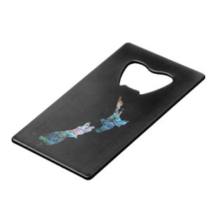 NEW ZEALAND MAP SIMPLE PAUA CREDIT CARD BOTTLE OPENER