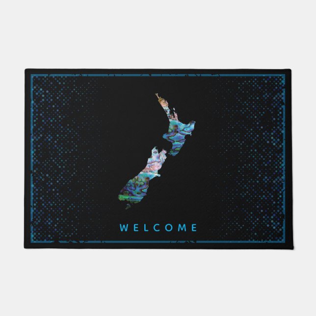 NEW ZEALAND MAP SIMPLE PAUA DOORMAT (Front)