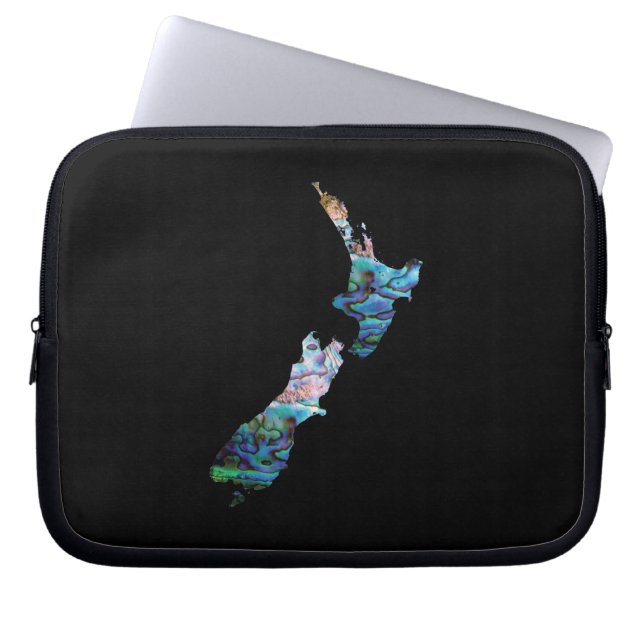 NEW ZEALAND MAP SIMPLE PAUA LAPTOP SLEEVE (Front)