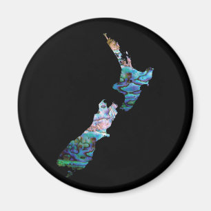 NEW ZEALAND MAP SIMPLE PAUA MAGNET