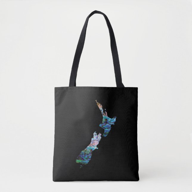NEW ZEALAND MAP SIMPLE PAUA TOTE BAG (Front)