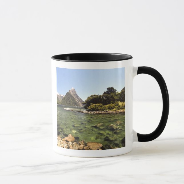 New Zealand, Mitre Peak, & Bowen River entering Mug (Right)