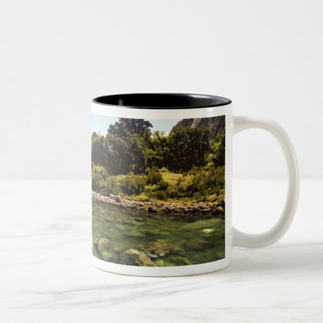New Zealand, Mitre Peak, & Bowen River entering Two-Tone Coffee Mug (Right)