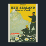 New Zealand Mount Cook Vintage Travel Poster Postcard<br><div class="desc">Anyone would love to receive this vintage travel postcard featuring a retro illustration of Mount Cook in New Zealand!</div>