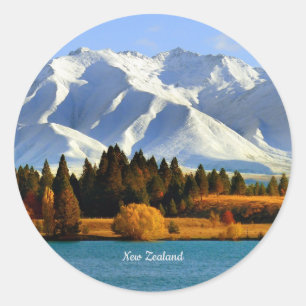 New Zealand Mountain Landscape Classic Round Sticker