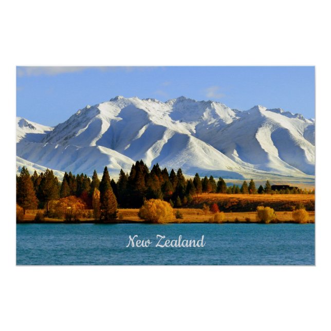 New Zealand Mountain Landscape Poster (Front)