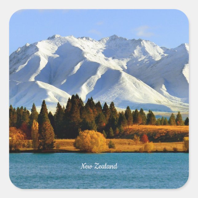New Zealand Mountain Landscape Square Sticker (Front)