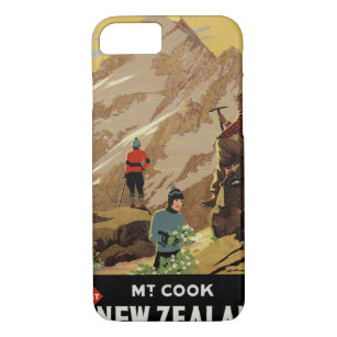 New Zealand Mt. Cook Vintage Poster Restored Case-Mate iPhone Case