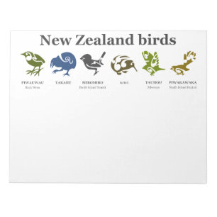 New Zealand Native birds note pad