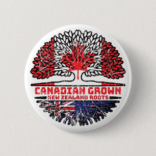 New Zealand New Zealand Canadian Canada Tree Roots 2 Inch Round Button