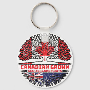 New Zealand New Zealand Canadian Canada Tree Roots Keychain