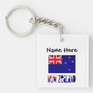 New Zealand New Zealander Flag Black Personalizati Keychain