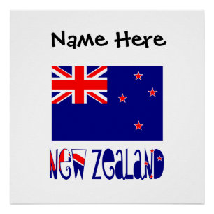 New Zealand New Zealander Flag Black Personalizati Poster