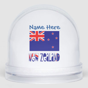 New Zealand New Zealander Flag Blue Personalizati Snowglobe