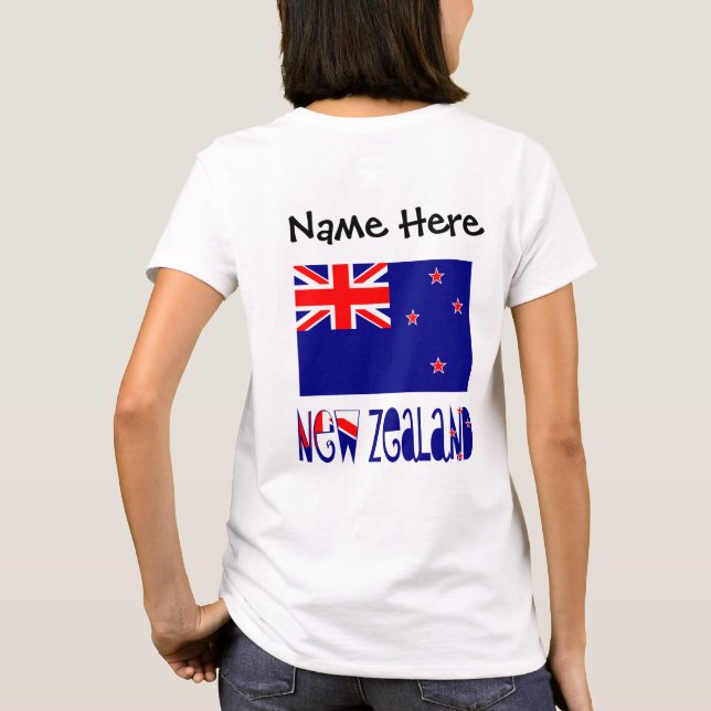 New Zealand New Zealander Flag Personalized  T-Shirt (Back)