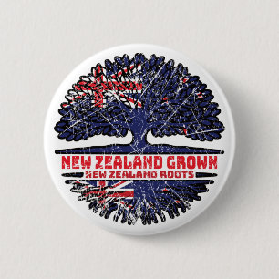 New Zealand New Zealander Kiwi Tree Roots Flag 2 Inch Round Button
