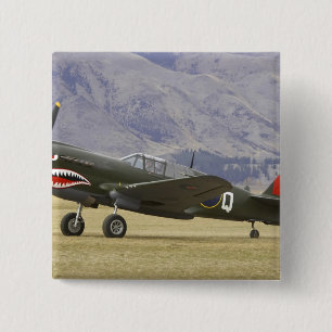 New Zealand, Otago, Wanaka, Warbirds Over 5 2 Inch Square Button