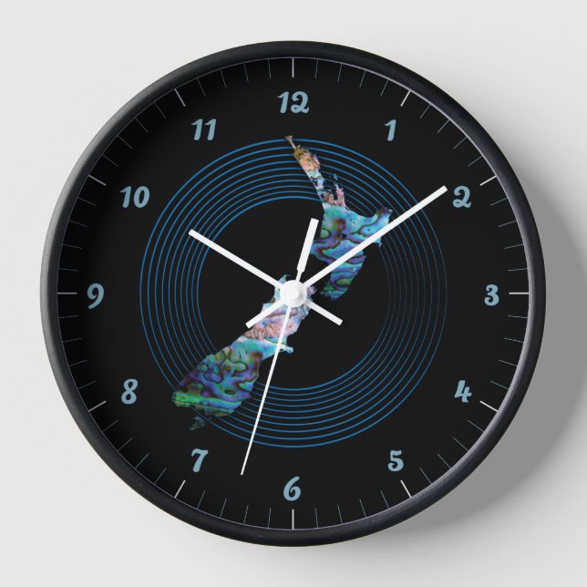 NEW ZEALAND PAUA RINGS CLOCK (Front)
