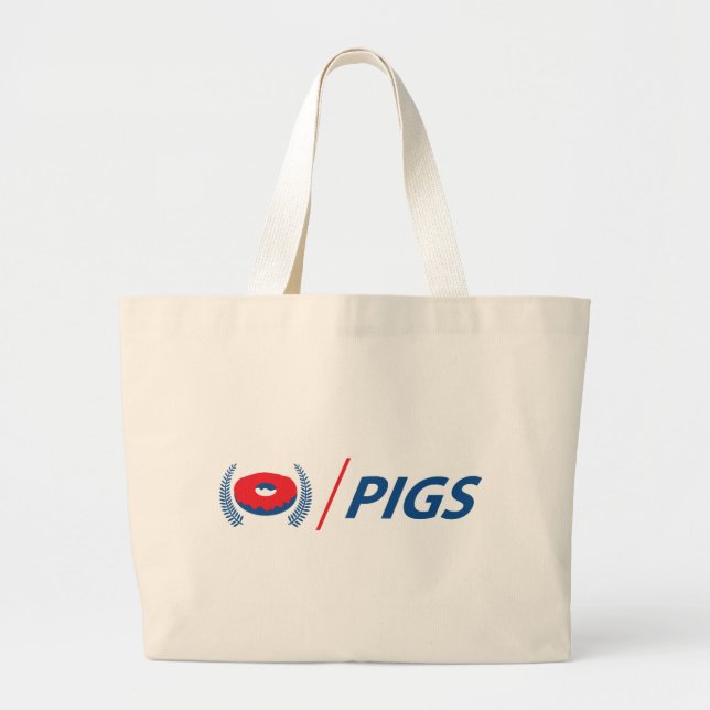 New Zealand Pigs with Doughnut Large Tote Bag (Front)