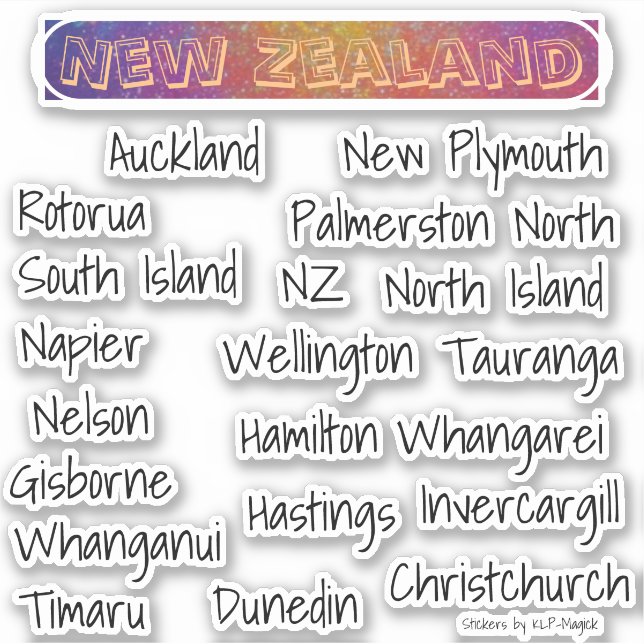 New Zealand Place Names - Towns & Cities (Front)