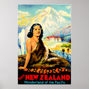 New Zealand Print Travel Poster Maori Ar