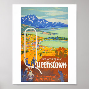 New Zealand Railway poster Get in the Queue,