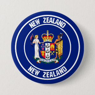 New Zealand Round Emblem 3 Inch Round Button