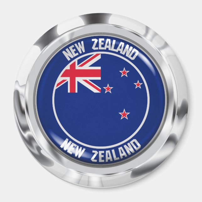 New Zealand Round Emblem Magnet (Front)