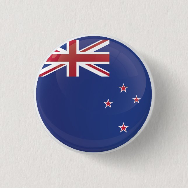 New Zealand  Round Icon Flag 1 Inch Round Button (Front)