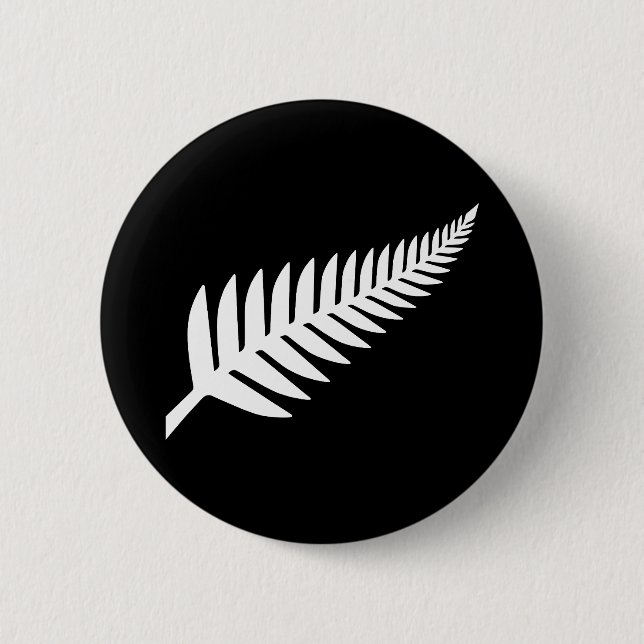 New Zealand Silver Fern  2 Inch Round Button (Front)
