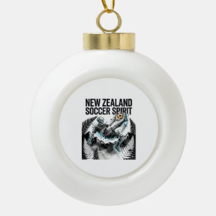 New Zealand Soccer Spirit Skeleton Striker Nations Ceramic Ball Christmas Ornament