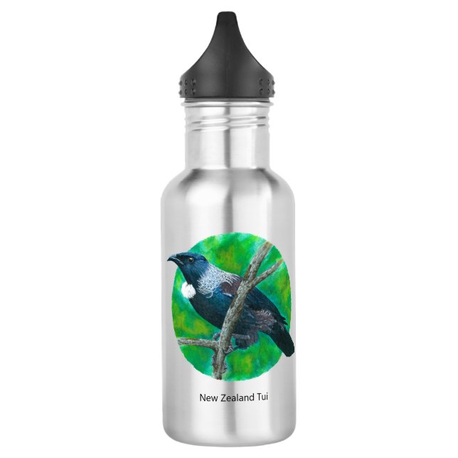 New Zealand Tui - Painting in acrylic 532 Ml Water Bottle (Left)