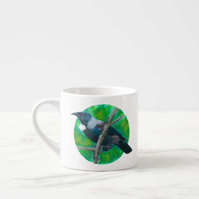 New Zealand Tui - Painting in acrylic Espresso Cup (Left)