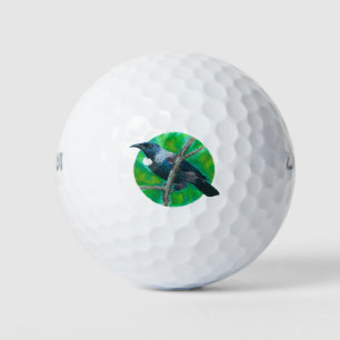 New Zealand Tui - Painting in acrylic Golf Balls