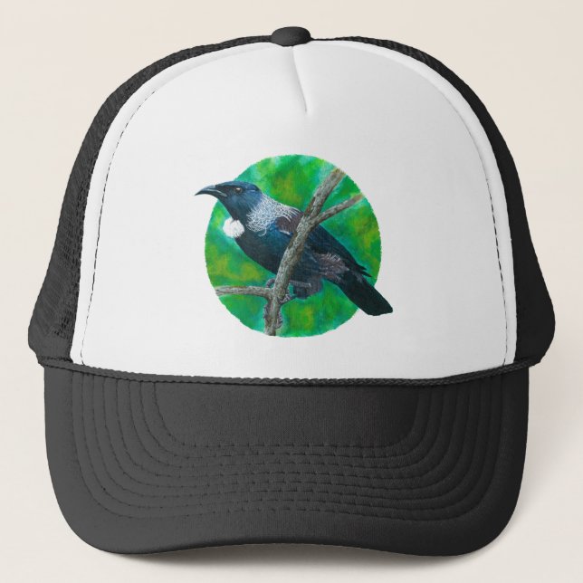 New Zealand Tui - Painting in acrylic Trucker Hat (Front)