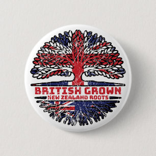 New Zealand Uk United Kingdom British Tree Roots 2 Inch Round Button