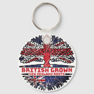 New Zealand Uk United Kingdom British Tree Roots Keychain