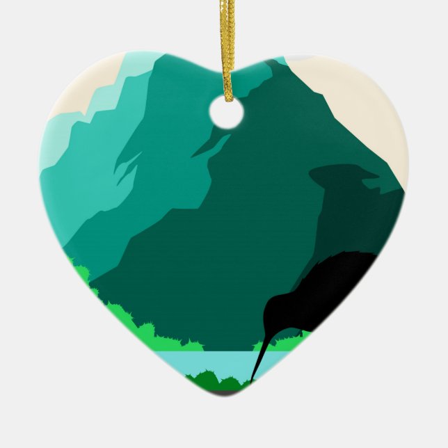 New Zealand vintage design Ceramic Ornament (Front)