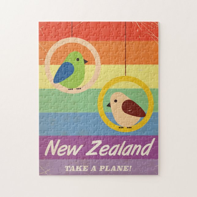 New Zealand vintage rainbow travel poster Jigsaw Puzzle (Vertical)